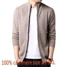 Load image into Gallery viewer, New 100%pure Cashmere Cardigan Autumn Winter Casual Computer Knitted Mandarin Collar Zipper Thick Men Sweater Size XS-4XL