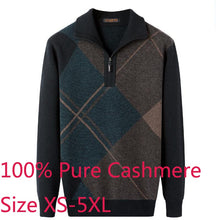 Load image into Gallery viewer, New Arrival High Quality 100% Pure Cashmere Sweater Thickened Winter Men Zipper Turn Collar Large Casual Knitted Plus Size S-4XL