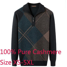 Load image into Gallery viewer, New Arrival High Quality 100% Pure Cashmere Sweater Thickened Winter Men Zipper Turn Collar Large Casual Knitted Plus Size S-4XL