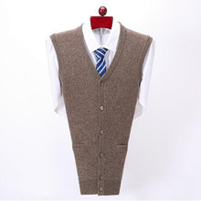 Load image into Gallery viewer, New High Quality Thickened Pure Cashmere Cardigan Waistcoat Men Loose Knitted Sweater Casual V-neck Sleeveless Plus Size S-4XL