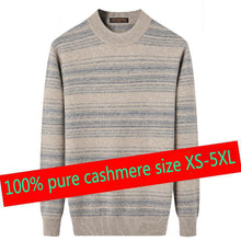 Load image into Gallery viewer, New High Quality 100%100 Pure Cashmere Men Stripe Knitted Large Pullovers Thick Sweaters  Casual O-neck Striped Plus Size XS-5XL