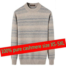 Load image into Gallery viewer, New High Quality 100%100 Pure Cashmere Men Stripe Knitted Large Pullovers Thick Sweaters  Casual O-neck Striped Plus Size XS-5XL