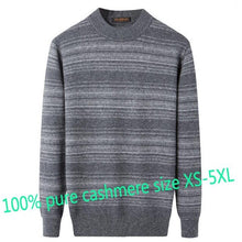 Load image into Gallery viewer, New High Quality 100%100 Pure Cashmere Men Stripe Knitted Large Pullovers Thick Sweaters  Casual O-neck Striped Plus Size XS-5XL