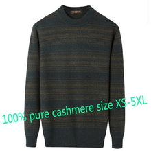 Load image into Gallery viewer, New High Quality 100%100 Pure Cashmere Men Stripe Knitted Large Pullovers Thick Sweaters  Casual O-neck Striped Plus Size XS-5XL