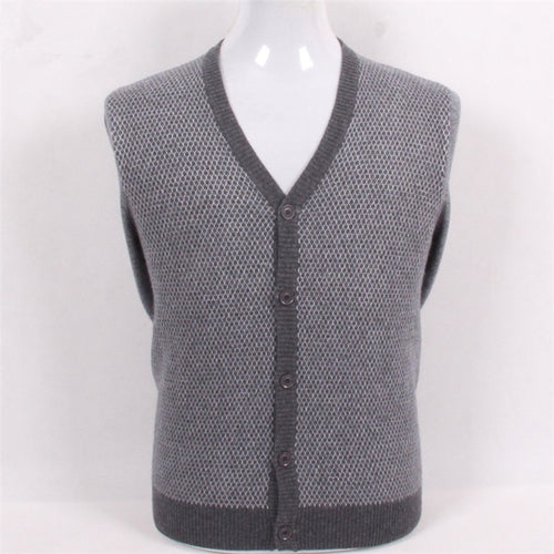 large size pure goat cashmere v-neck jacquard knit men fashion thick cardigan sweater dark red 2color S/4XL