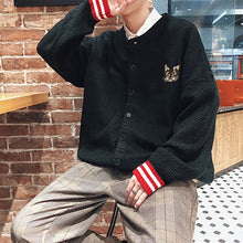 Load image into Gallery viewer, Korean Office Fashion Men Winter Sweater Cardigan Men Couple College Sweaters Spring Cat Print Casual Knitting Mens Sweaters2019