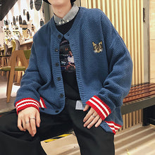 Load image into Gallery viewer, Korean Office Fashion Men Winter Sweater Cardigan Men Couple College Sweaters Spring Cat Print Casual Knitting Mens Sweaters2019