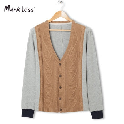 Markless Wool Knitted Men Sweater V-Neck Full Sleeve Knitting Cardigan Men Thin Wool European and American Style Sweaters