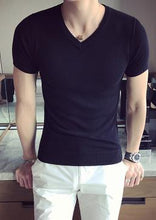 Load image into Gallery viewer, 100% goat cashmere men&#39;s Vneck short sleeve pullover sweater solid color M-2XL wholesale retail customizing