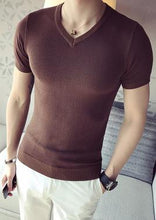 Load image into Gallery viewer, 100% goat cashmere men&#39;s Vneck short sleeve pullover sweater solid color M-2XL wholesale retail customizing