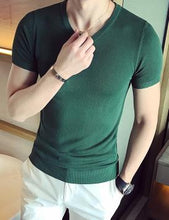 Load image into Gallery viewer, 100% goat cashmere men&#39;s Vneck short sleeve pullover sweater solid color M-2XL wholesale retail customizing