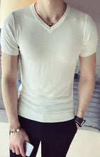 Load image into Gallery viewer, 100% goat cashmere men&#39;s Vneck short sleeve pullover sweater solid color M-2XL wholesale retail customizing