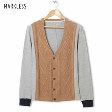 Load image into Gallery viewer, Markless Wool Knitted Men Sweater V-Neck Full Sleeve Knitting Cardigan Men Thin Wool European and American Style Sweaters