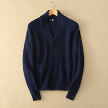Load image into Gallery viewer, 2017 Men&#39;s Thick Sweater Coat 100% Pure Cashmere Knitted Turn-down Collar Single Breasted Man Winter/Autumn Outerwear Sweaters