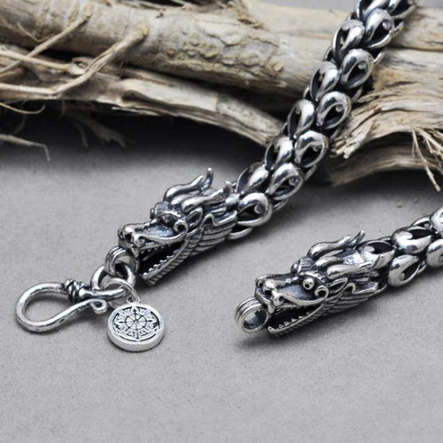 925 Sterling Silver Dragon Scales Necklaces Sweater Chain For Men Original Handmade Vintage Thai Silver Men Accessories 2017