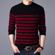 Load image into Gallery viewer, TS brand high-quality padded cotton men&#39;s sweater male striped sweater Korean casual shirt fashion trend crew neck sweater