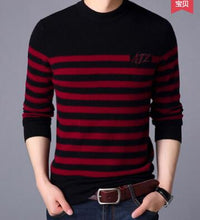 Load image into Gallery viewer, TS brand high-quality padded cotton men&#39;s sweater male striped sweater Korean casual shirt fashion trend crew neck sweater