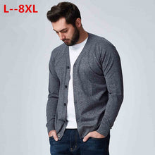 Load image into Gallery viewer, 10XL 8XL 6XL 5X Autumn Men Sweater Casual Button V-neck Sweaters Long Sleeve Cotton Knit Cardigan Slim Fit Pull Homme Multicolor