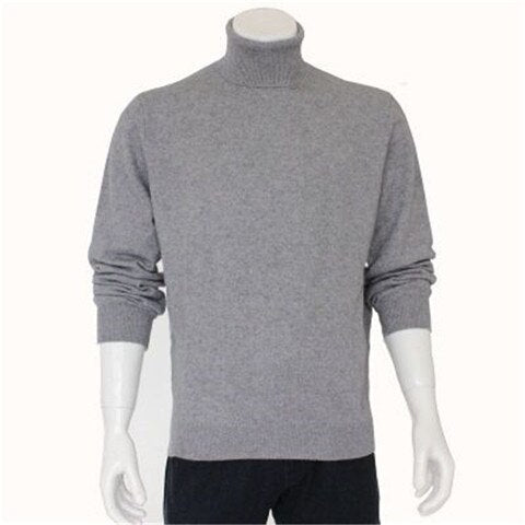 new arrival 100%goat cashmere knit men fashion turtleneck pullover sweater H-straight light grey 3color XS/2XL