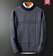 Load image into Gallery viewer, Free Shipping winter men&#39;s round neck thickened pure sweater Korean casual striped sweater new men&#39;s sweater 2 colors