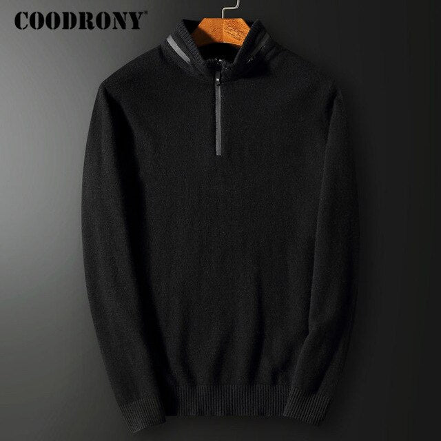 COODRONY Mens Zipper Sweater Pull Homme Stand-up Collar Cashmere Sweaters For 2018 Winter Thick Warm Merino Wool Pullover Men 47