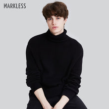Load image into Gallery viewer, Markless Winter Warm Turtleneck Sweaters Men sueter hombre Black Fashion Casual Outwear Knitted Sweaters Pullovers MSA7722M