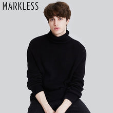 Load image into Gallery viewer, Markless Winter Warm Turtleneck Sweaters Men sueter hombre Black Fashion Casual Outwear Knitted Sweaters Pullovers MSA7722M