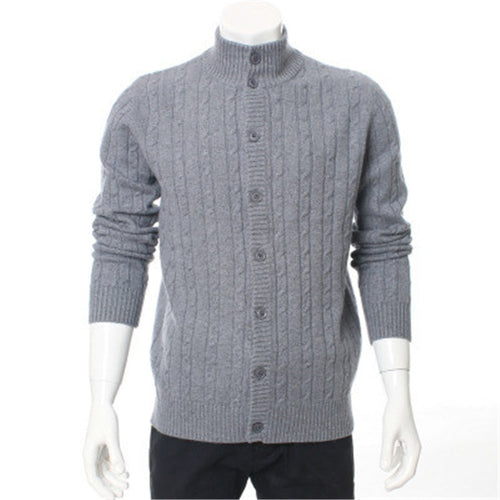 100%goat cashmere twisted thick knit men fashion single breasted cardigan sweater H-straight solid color S/2XL/EUR