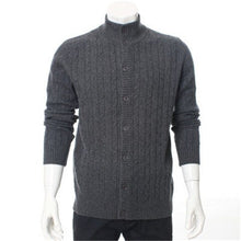 Load image into Gallery viewer, 100%goat cashmere twisted thick knit men fashion single breasted cardigan sweater H-straight solid color S/2XL/EUR
