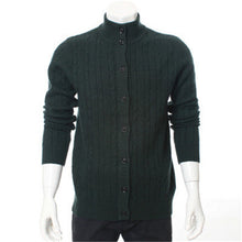 Load image into Gallery viewer, 100%goat cashmere twisted thick knit men fashion single breasted cardigan sweater H-straight solid color S/2XL/EUR