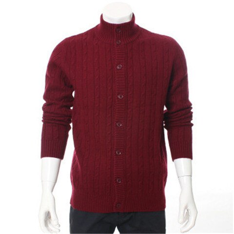 100%goat cashmere twisted thick knit men fashion single breasted cardigan sweater H-straight solid color S/2XL/EUR