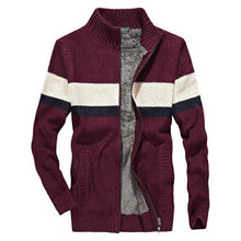 Load image into Gallery viewer, 2018 New Wide Striped Cardigan Fleece Sweaters Casual Fashion Cargo Military Style Long Sleeve Stand Collar Retro Sweater