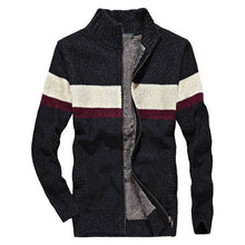 Load image into Gallery viewer, 2018 New Wide Striped Cardigan Fleece Sweaters Casual Fashion Cargo Military Style Long Sleeve Stand Collar Retro Sweater