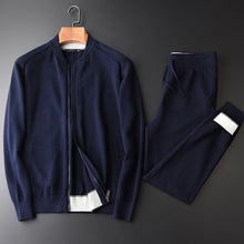 Load image into Gallery viewer, Minglu Autumn Men Sweater Zipper Cardigan Stand Collar Sweatercoat (sweatercoat+pants) Fashion 100% Cotton Casual Mens Sweaters
