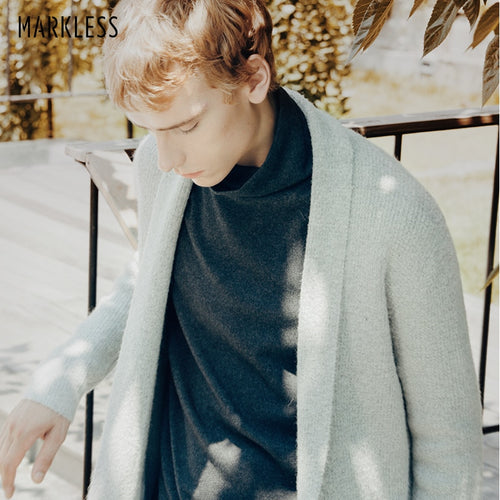 Markless Knitted Cardigan Men Sweater 2018 Winter Thick Warm Knitting Sweater Men Loose sueter hombre pull homme MSA8714M