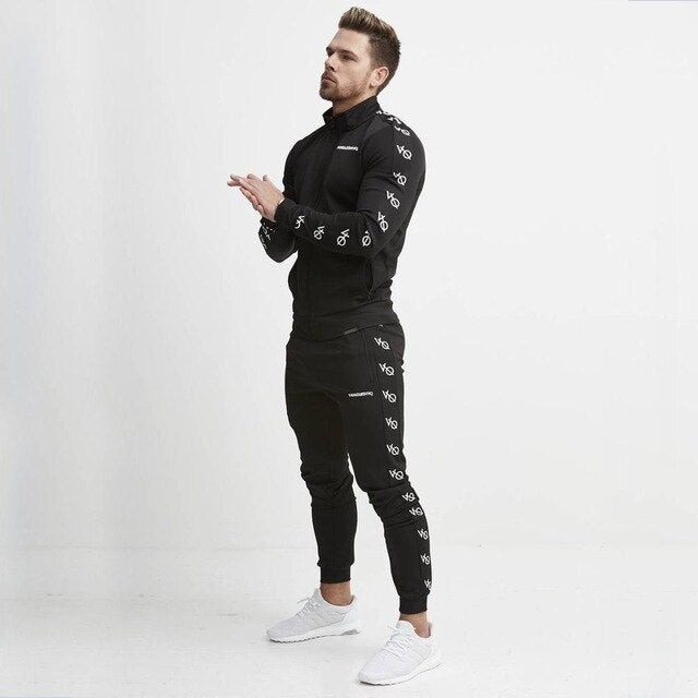 2019 M-2XL Large Size Men stand Suits Baseball Style Sweater Set Thermal Man Sport Suit Jogger Run Gym Sets