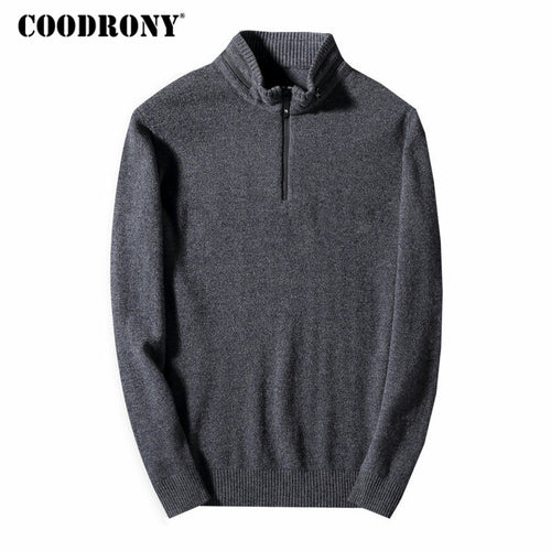 COODRONY Mens Zipper Sweater Pull Homme Stand-up Collar Cashmere Sweaters For 2018 Winter Thick Warm Merino Wool Pullover Men 47