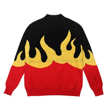 Load image into Gallery viewer, LEONSENSE Sweater Pullover Retro Vintage Fire Flame Mens Knitted Sweater Streetwear Autumn winter 2018 Pullover Oversize Cotton