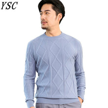 Load image into Gallery viewer, YSC Newest Hot Sales Men&#39;s Knitted pure Cashmere Sweater Circular collar Solid color diamond Soft warmth High-quality Pullovers2