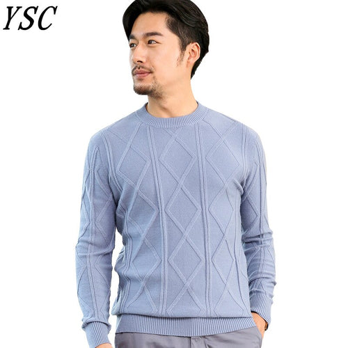 YSC Newest Hot Sales Men's Knitted pure Cashmere Sweater Circular collar Solid color diamond Soft warmth High-quality Pullovers2