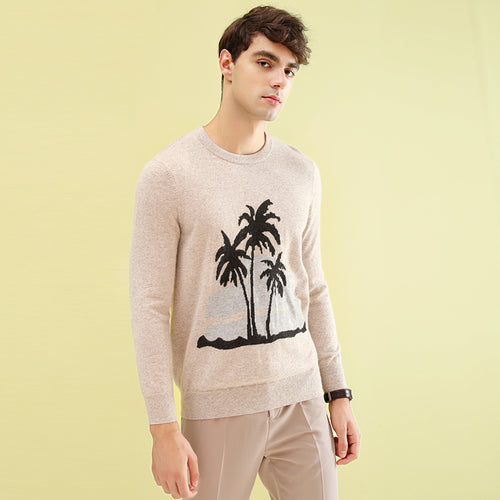 ZHILI 2018 New Autumn Winter Crew Neck With Pattern Cashmere Sweater