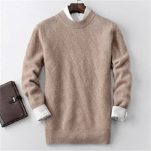 Load image into Gallery viewer, smart casual 100%cashmere o-neck thick knit men solid H-straight pullover sweater 5color S-2XL