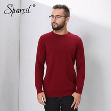 Load image into Gallery viewer, Sparsil Men Autumn Thick Pure Cashmere Sweater with Deer Suede Warm Soft Knitted Pullovers Winter O-Neck Anti-Pilling Sweater