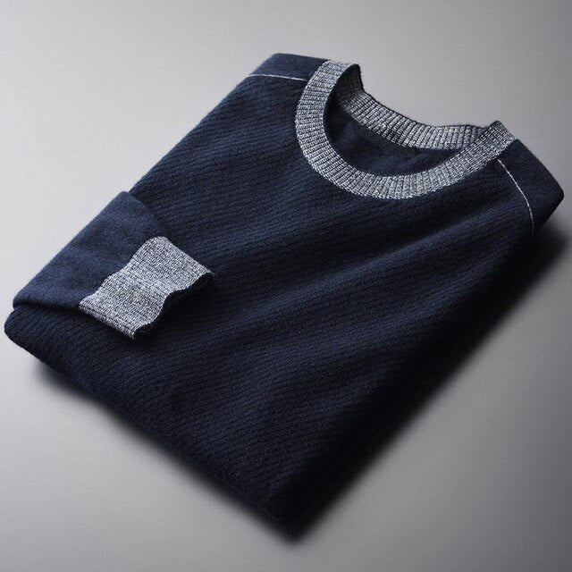 Minglu Luxury 100% Cashmere Sweater Man Winter Fashion Round Collar Cold Resistance Sweater Male Solid Slim Fit Sweaters Man 4XL