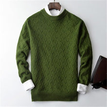 Load image into Gallery viewer, 100%cashmere twisted knit men brief  thick Oneck solid H-straight pullover sweater 5color S-2XL retail wholesale