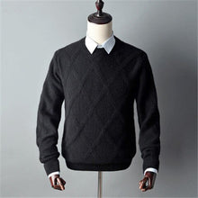 Load image into Gallery viewer, new fashion 100%cashmere big argyle plaid knit men fashion thick H-straight pullover sweater Oneck S-2XL retail wholesale