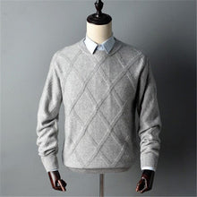 Load image into Gallery viewer, new fashion 100%cashmere big argyle plaid knit men fashion thick H-straight pullover sweater Oneck S-2XL retail wholesale