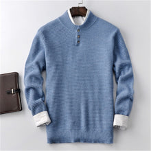 Load image into Gallery viewer, 100%cashmere thick knit men smart casual button Oneck H-straight pullover sweater 3color S-2XL retail wholesale