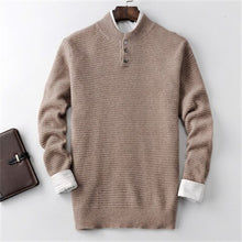 Load image into Gallery viewer, 100%cashmere thick knit men smart casual button Oneck H-straight pullover sweater 3color S-2XL retail wholesale