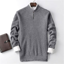 Load image into Gallery viewer, 100%cashmere thick knit men smart casual button Oneck H-straight pullover sweater 3color S-2XL retail wholesale